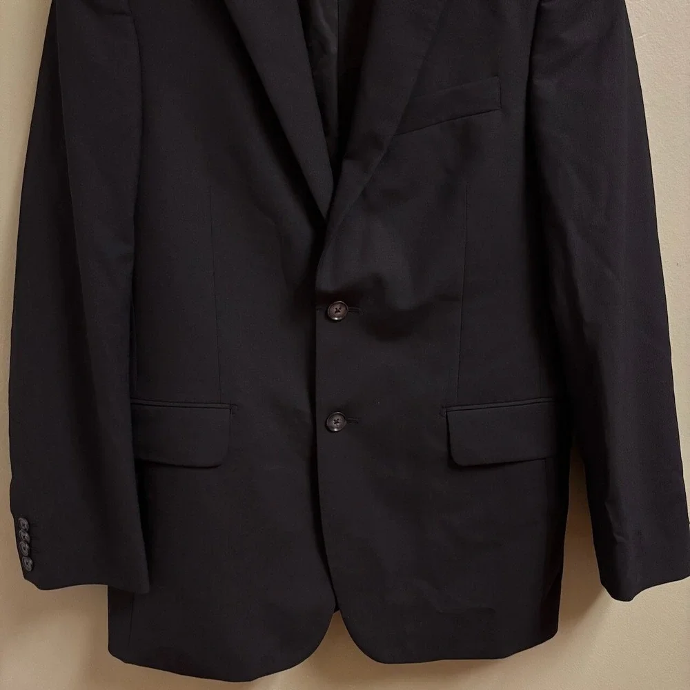 Express Mens Black Wool Blazer Size 38S Single Breasted Classic‎ Preppy